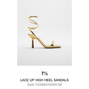 Zara GOLD lace up heel sandals